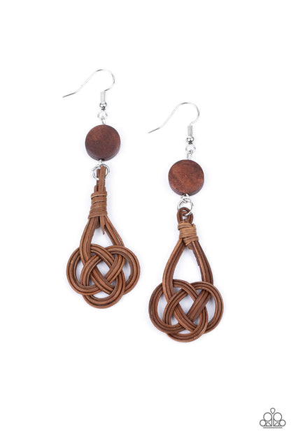 Twisted Torrents - brown - Paparazzi earrings