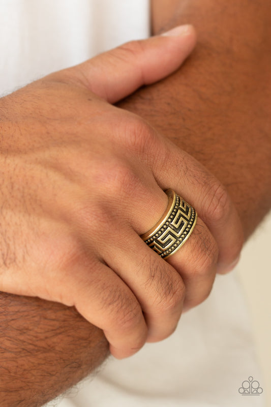 Tycoon Tribe - brass - Paparazzi mens ring