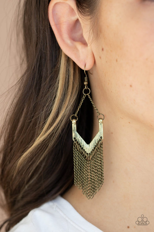 Unchained Fashion-brass-Paparazzi earrings