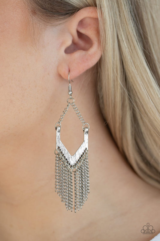 Unchained Fashion-silver-Paparazzi earrings