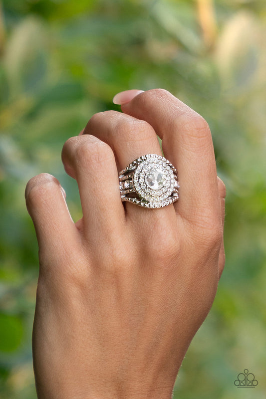 Understated Drama - White - Paparazzi ring