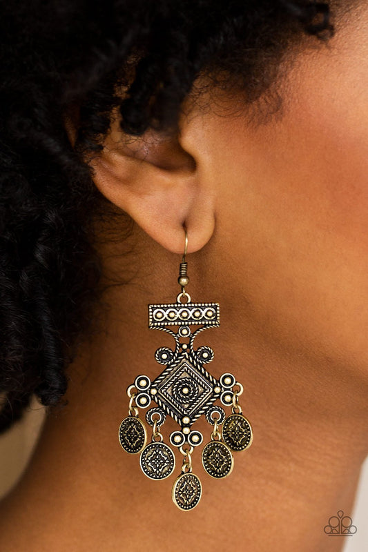 Unexplored Lands - brass - Paparazzi earrings