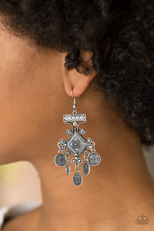 Unexplored Lands - silver - Paparazzi earrings