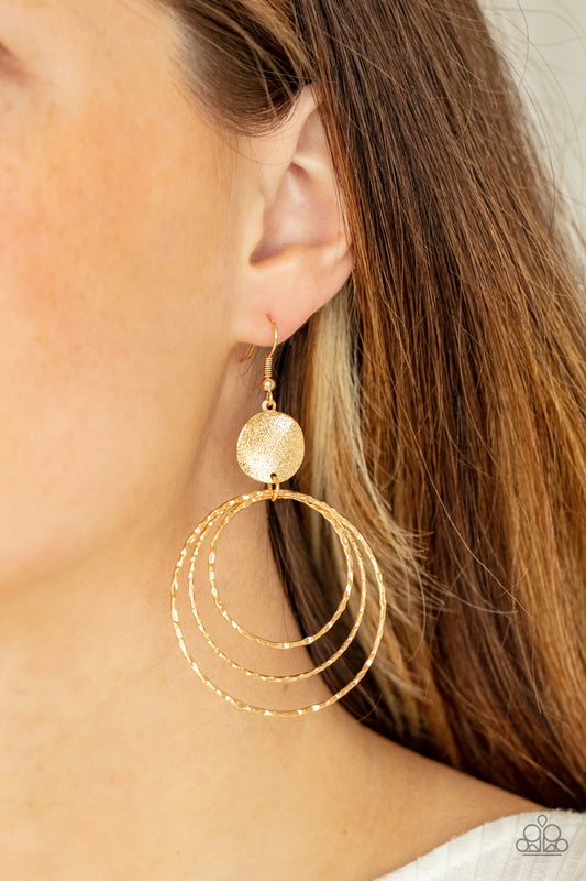 Universal Rehearsal - gold - Paparazzi earrings