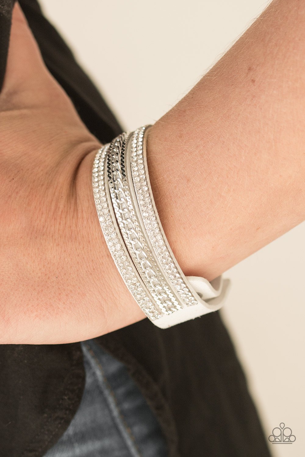 Unstoppable - white - Paparazzi wrap bracelet