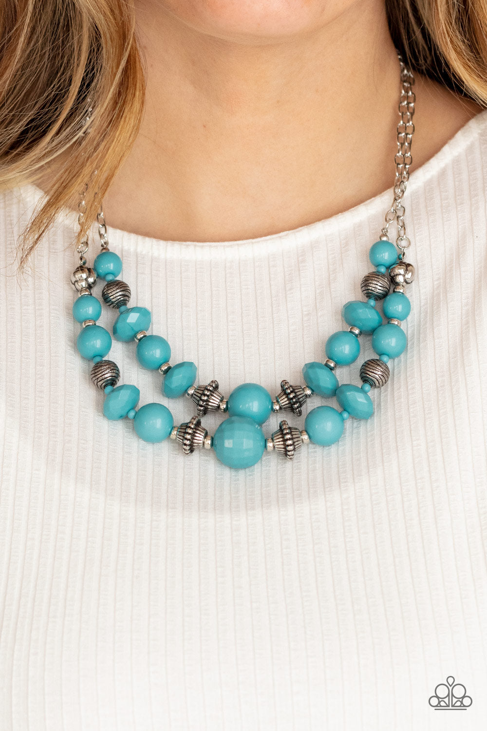 Life Of The FIESTA- Blue and Silver Necklace- Paparazzi