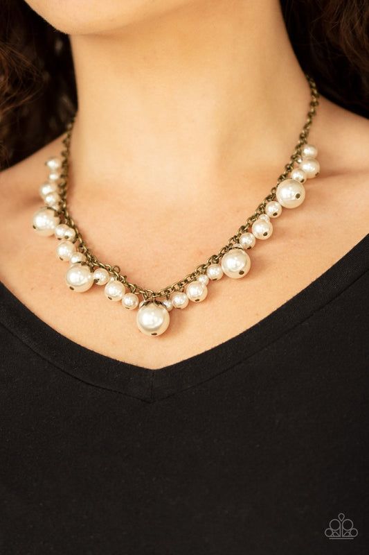 Uptown Pearls-brass-Paparazzi necklace