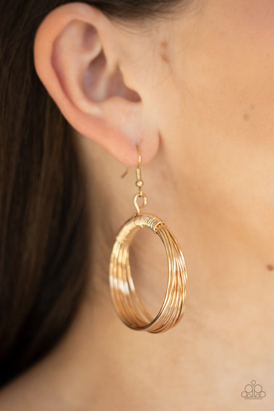 Urban Spun - gold - Paparazzi earrings