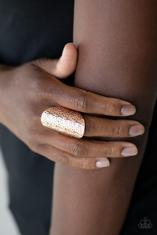 Urban Glyphs - copper - Paparazzi ring