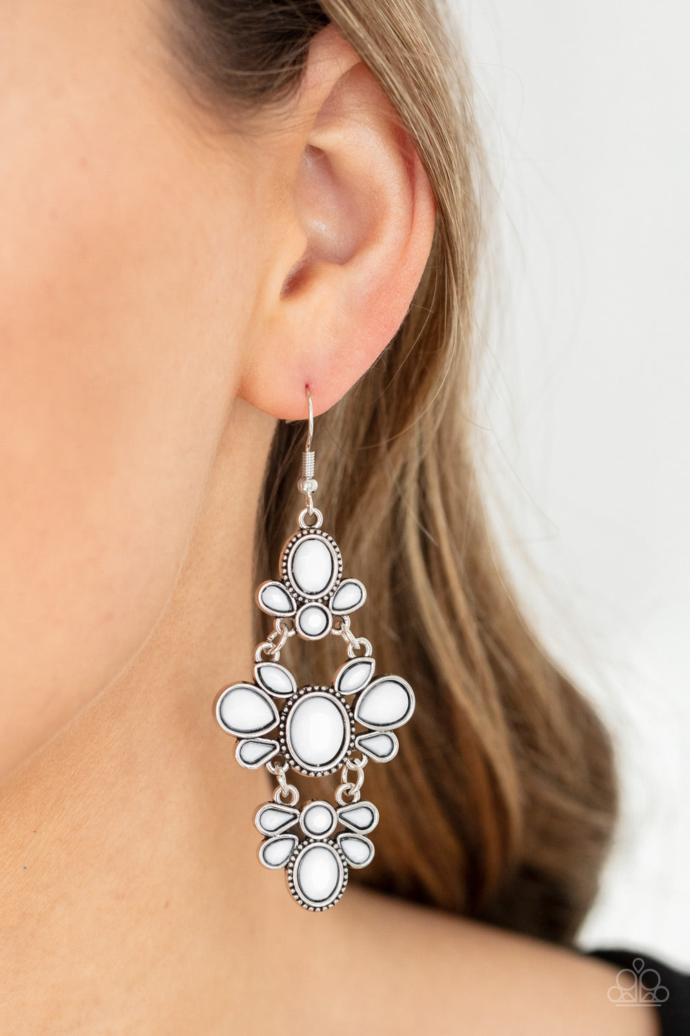 VACAY The Premises - white - Paparazzi earrings