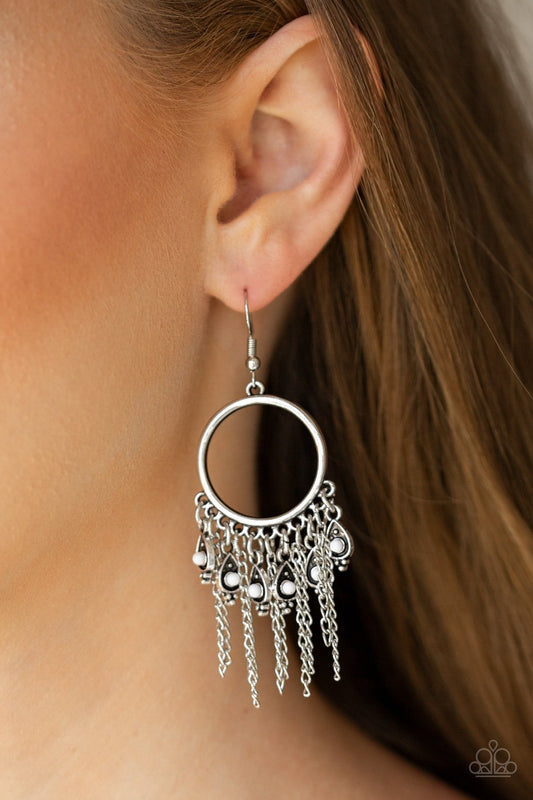 Very Vagabond-white-Paparazzi earrings