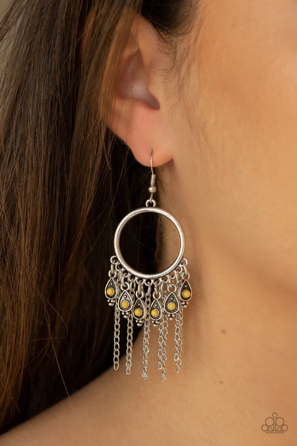 Very Vagabond - yellow - Paparazzi earrings