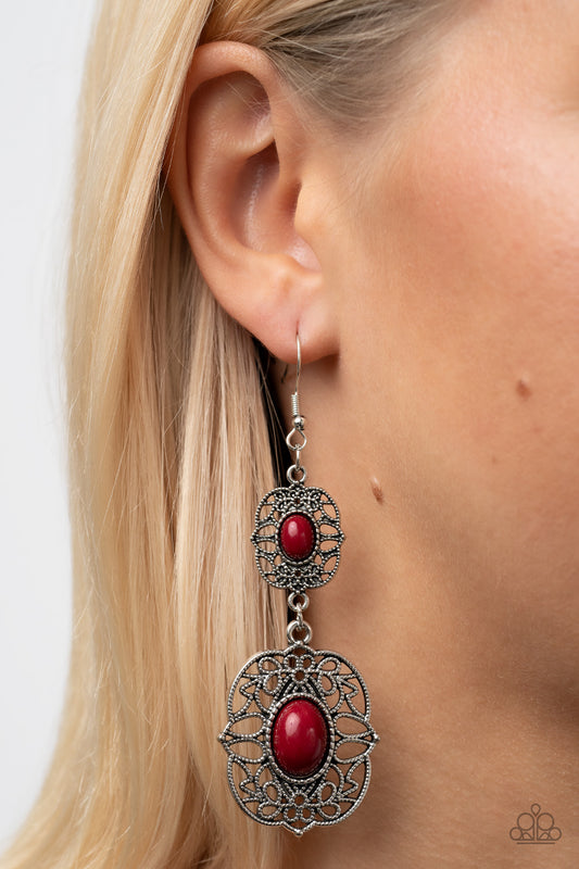 Victorian Villa - red - Paparazzi earrings