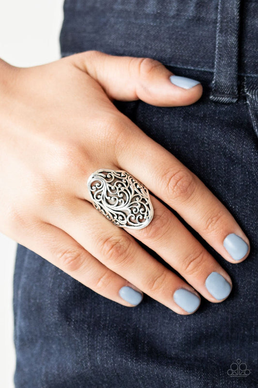 Vine Vibe-silver-Paparazzi ring