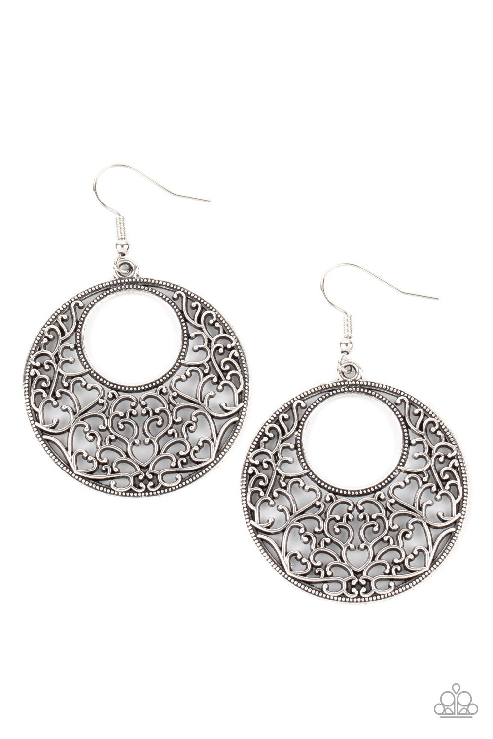 Vineyard Romance - silver - Paparazzi earrings