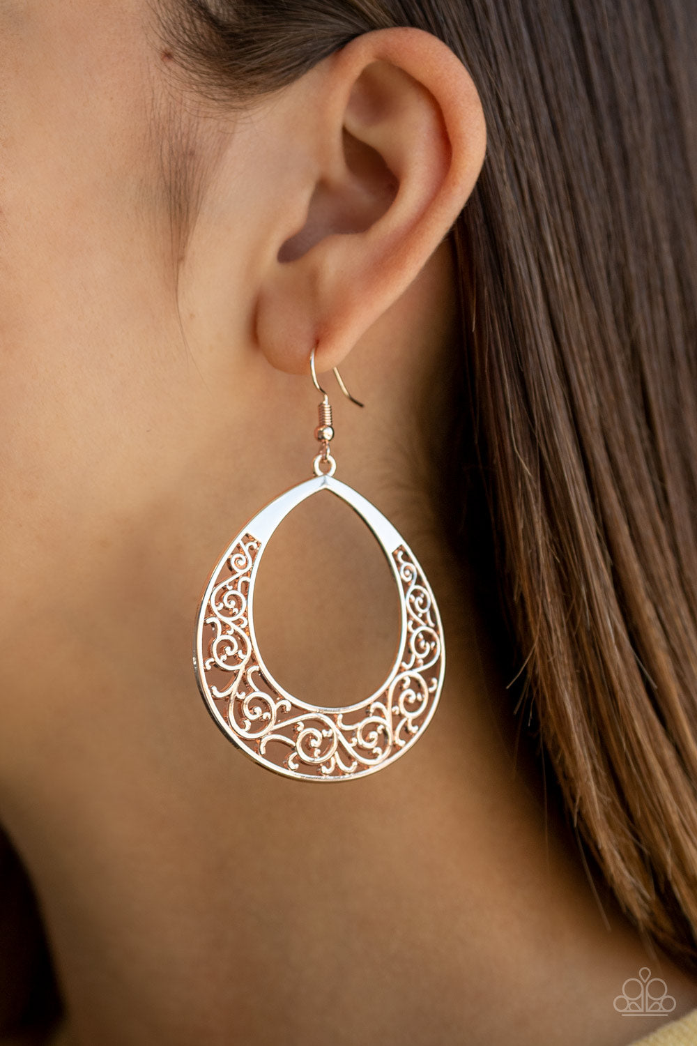 Vineyard Venture - rose gold - Paparazzi earrings