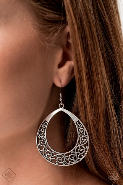 Vineyard Venture-silver-Paparazzi earrings