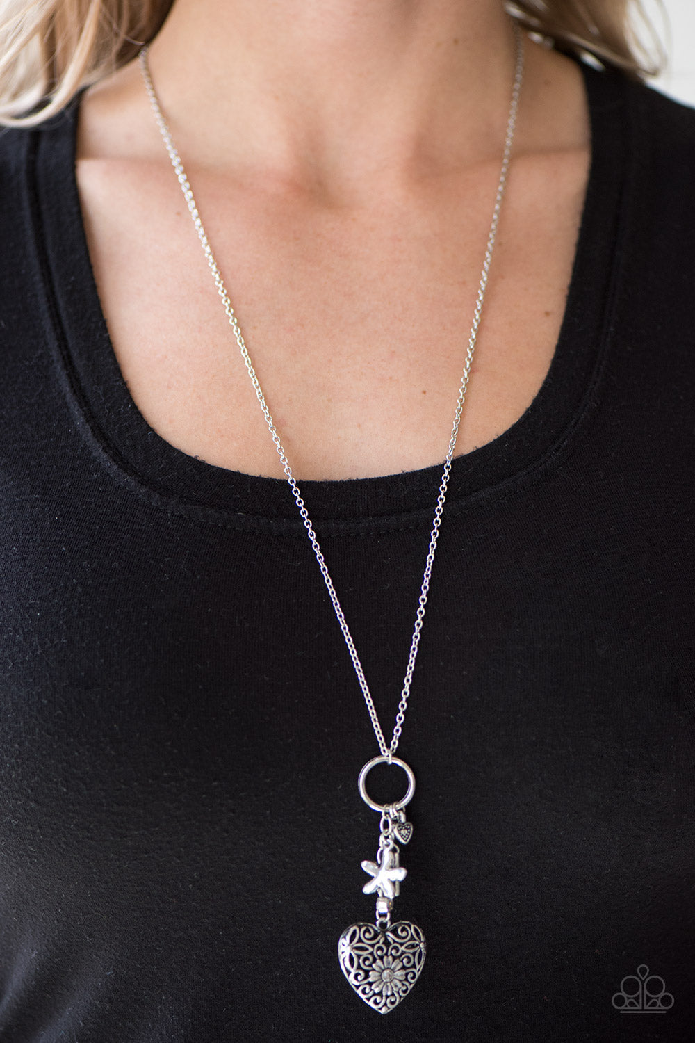 Vintage Valentine - silver - Paparazzi necklace