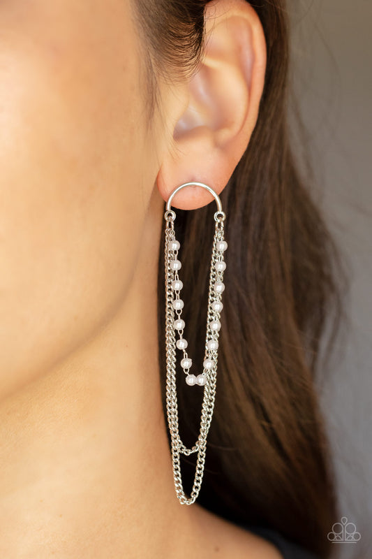 Vintage VIP - white - Paparazzi earrings