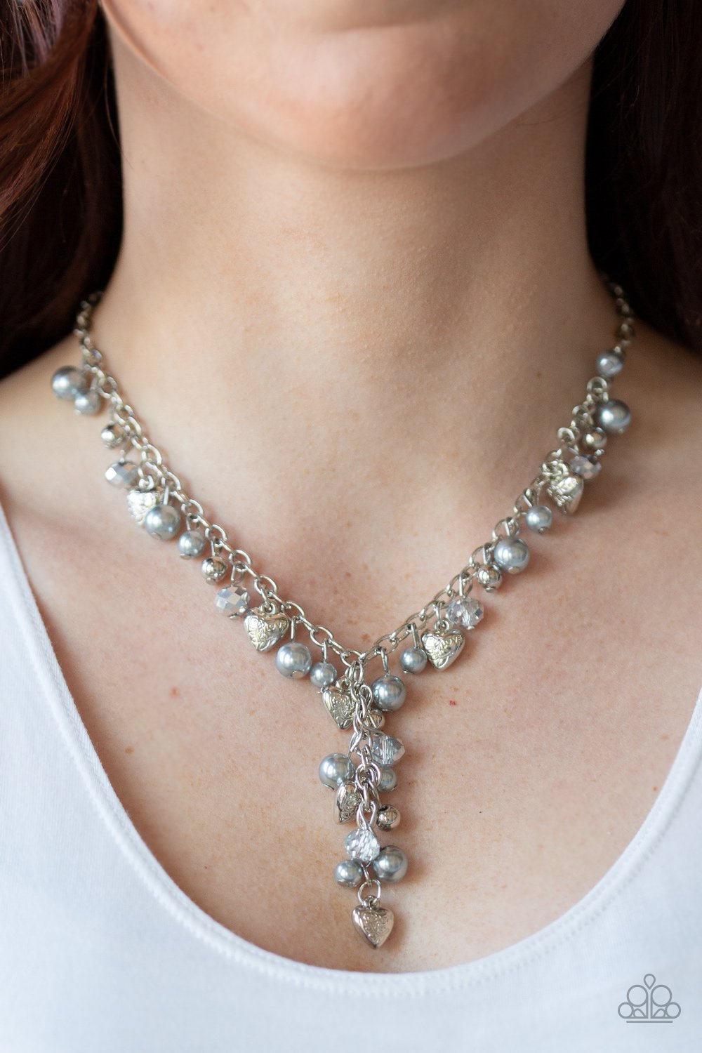 Vintage Heartthrob-silver-Paparazzi necklace