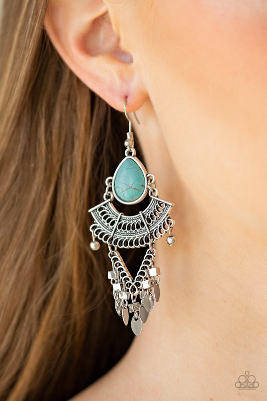 Vintage Vagabond-blue-Paparazzi earrings