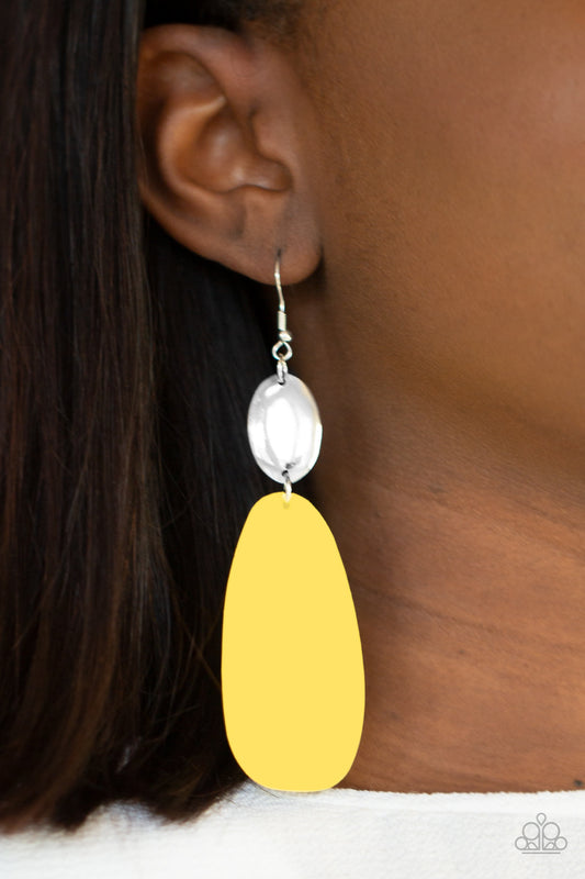 Vivaciously Vogue - yellow - Paparazzi earrings