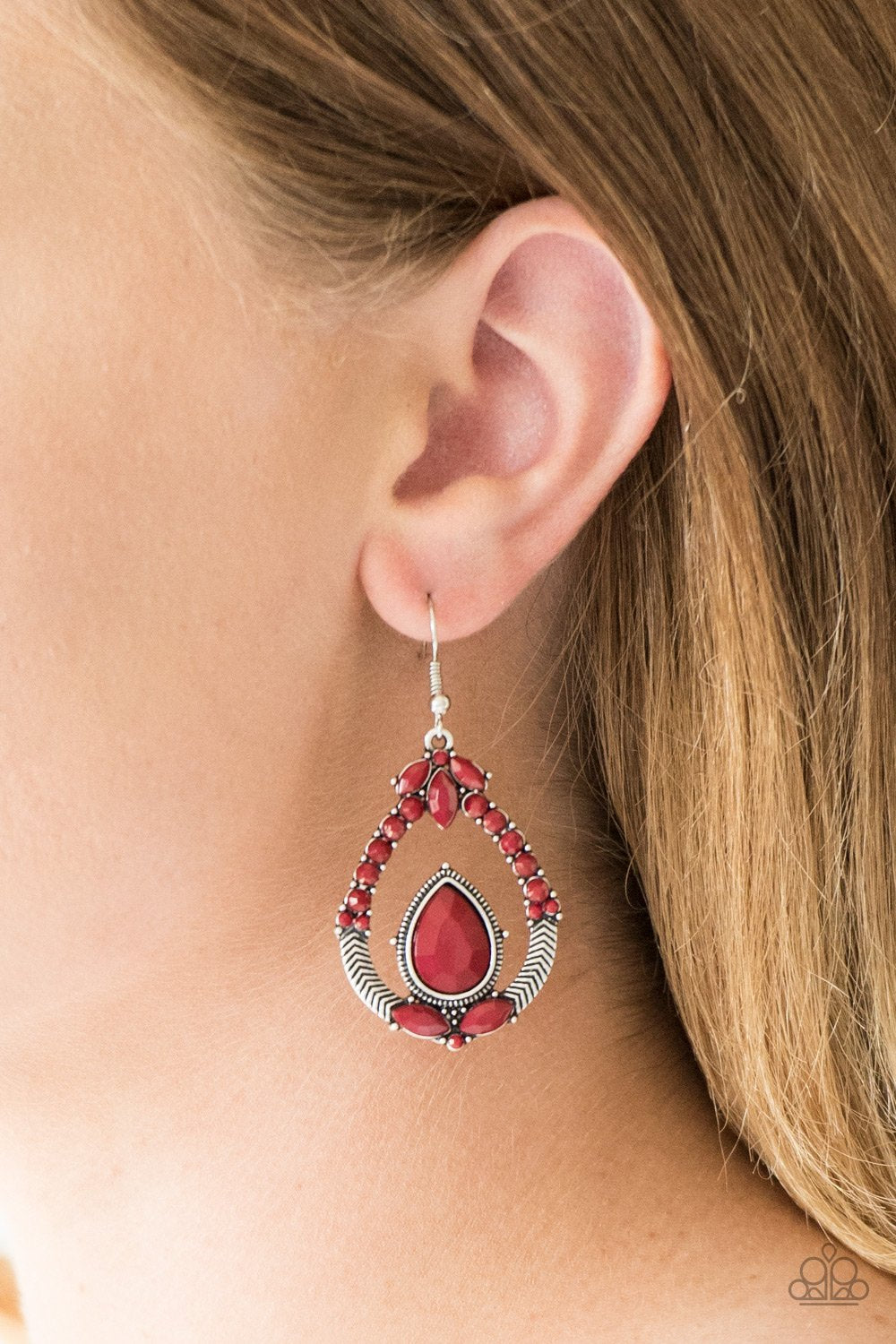 Vogue Voyager-red-Paparazzi earrings