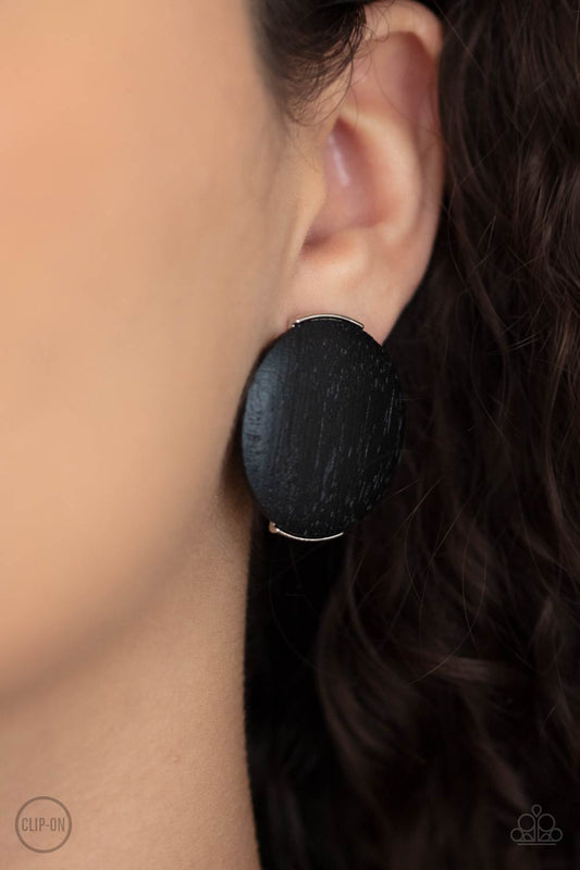 WOODWORK It - black - Paparazzi CLIP ON earrings