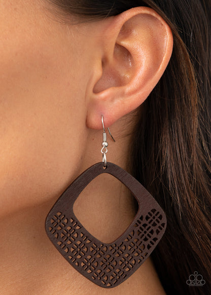 WOOD You Rather - brown - Paparazzi earrings