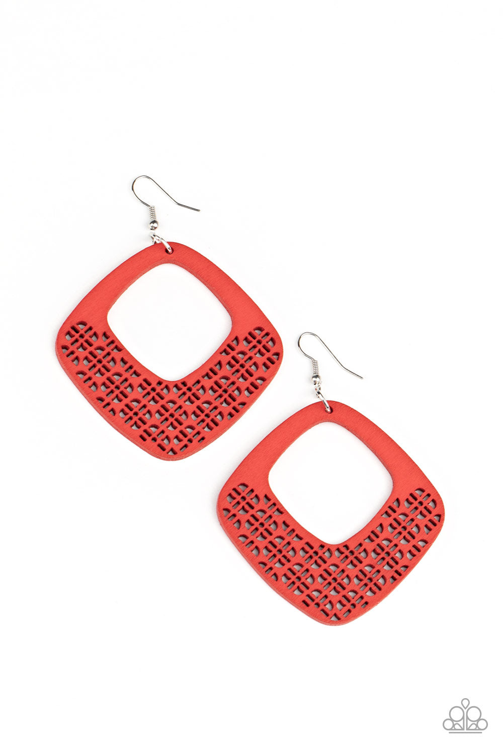 WOOD You Rather - red - Paparazzi earrings