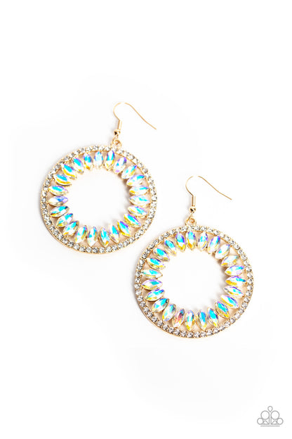 Wall Street Wreaths - gold - Paparazzi earrings