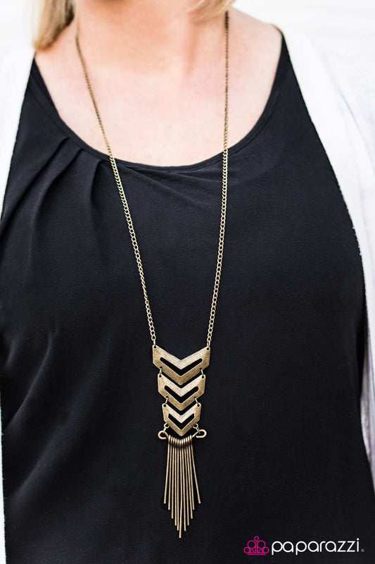 Warning Signal - brass - Paparazzi necklace