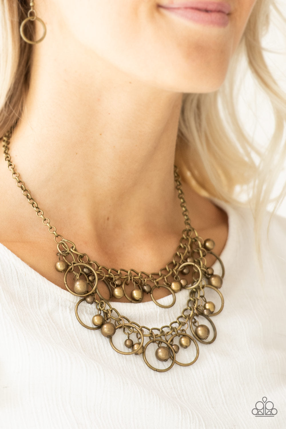 Warning Bells - brass - Paparazzi necklace