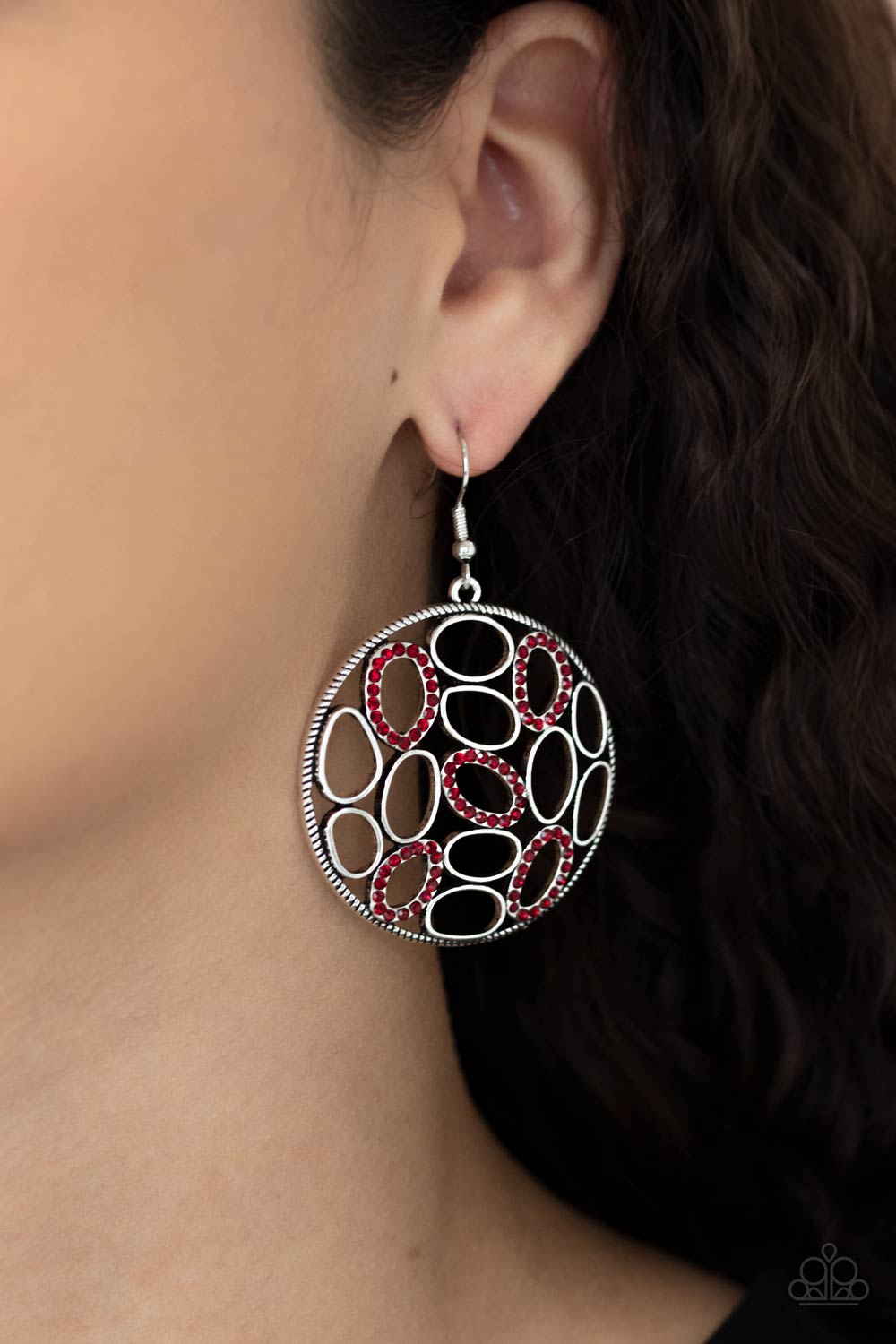 Watch OVAL Me - red - Paparazzi earrings