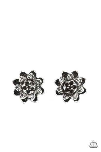 Water Lily Love - silver - Paparazzi earrings