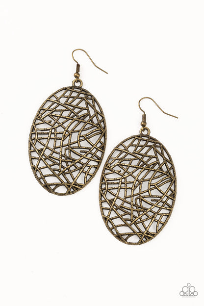 Way Out of Line - brass - Paparazzi earrings