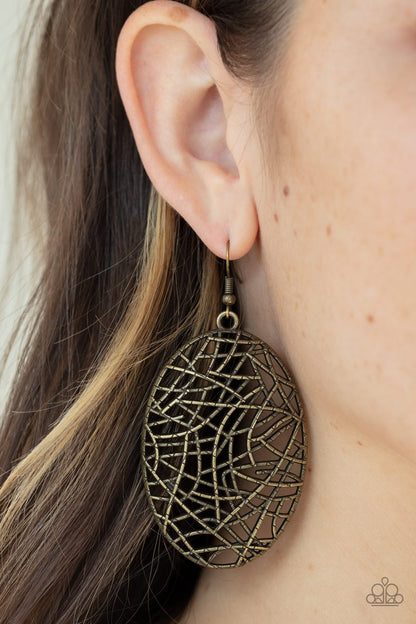 Way Out of Line-brass-Paparazzi earrings