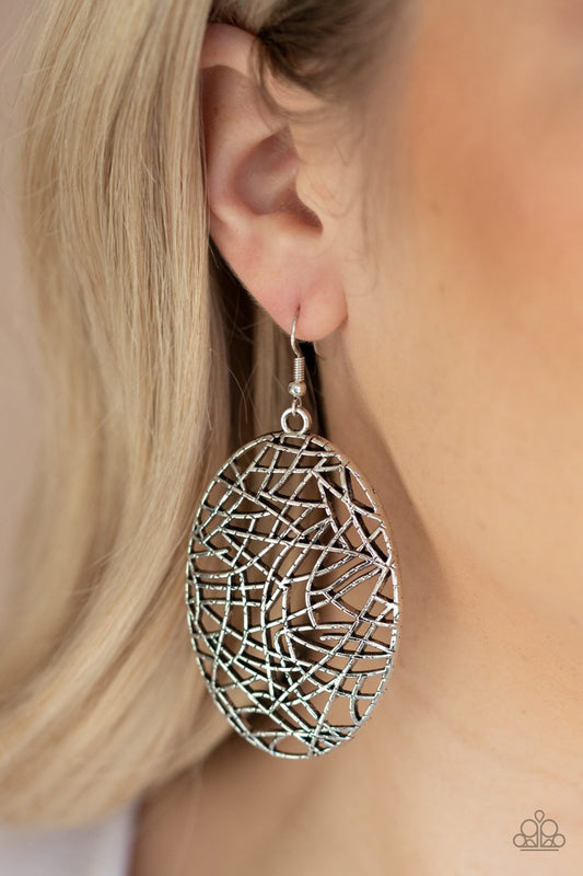 Way Out of Line-silver-Paparazzi earrings