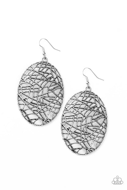 Way Out of Line - silver - Paparazzi earrings