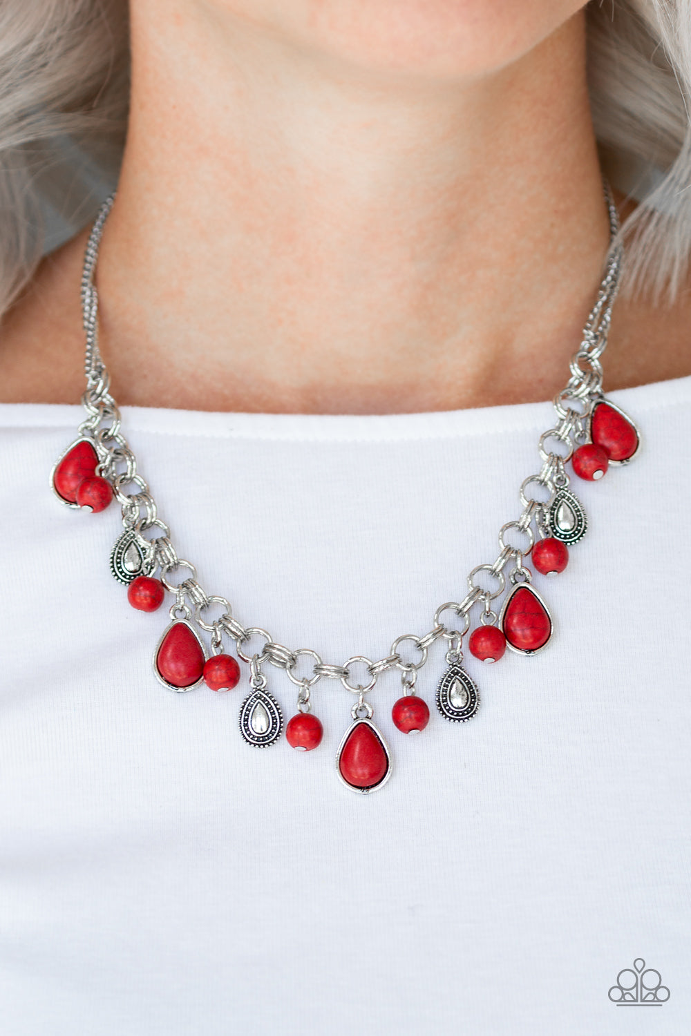 Welcome to Bedrock - red - Paparazzi necklace