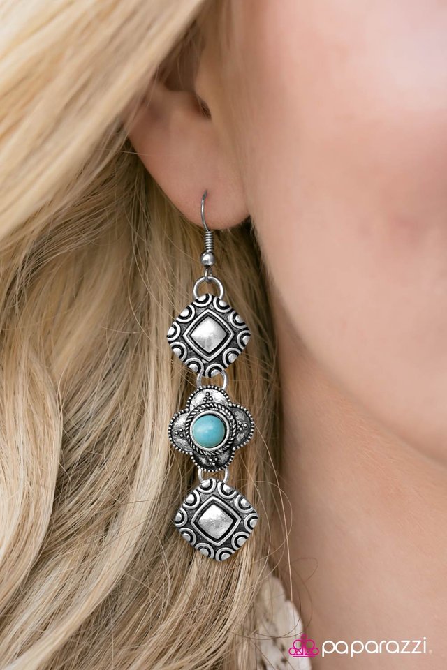 Western Wallflower - blue - Paparazzi earrings