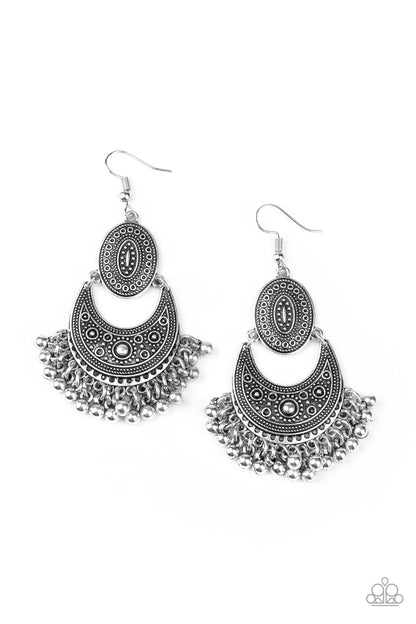 Western Trails - silver - Paparazzi earrings