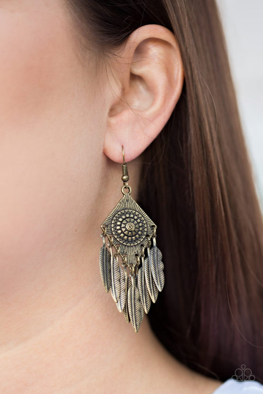 Western Rattler - brass - Paparazzi earrings
