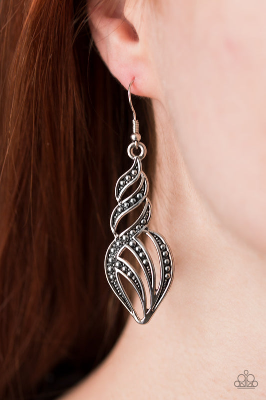 Wheres the Fire - silver - Paparazzi earrings