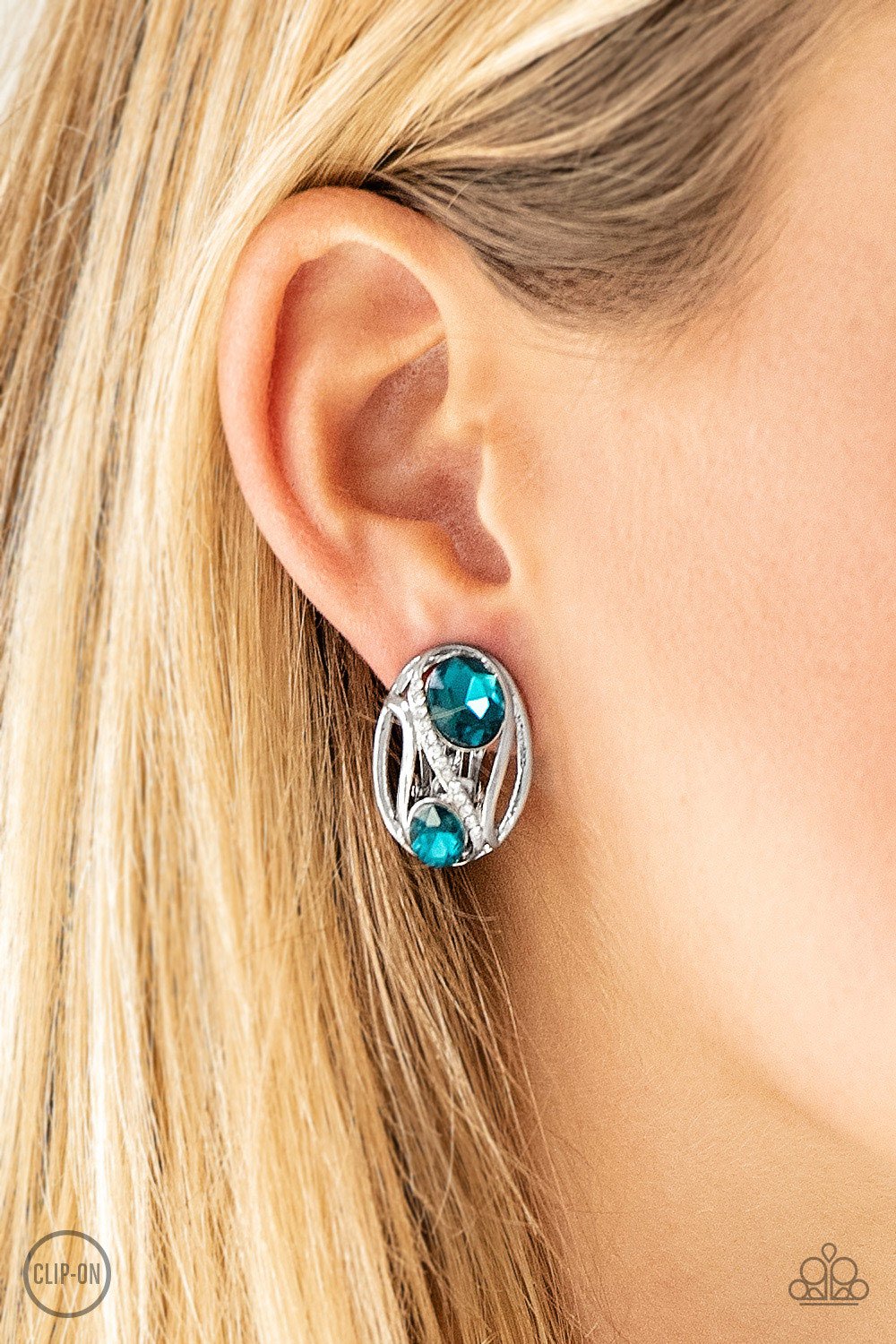 Wheres the Firework - blue CLIP ONS - Paparazzi earrings