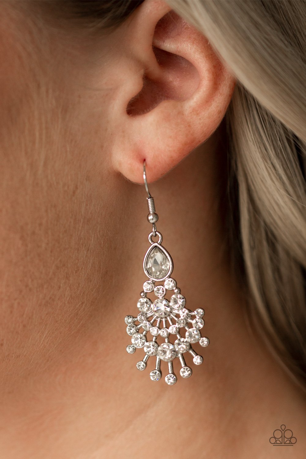Where's the Limo-white-Paparazzi earrings