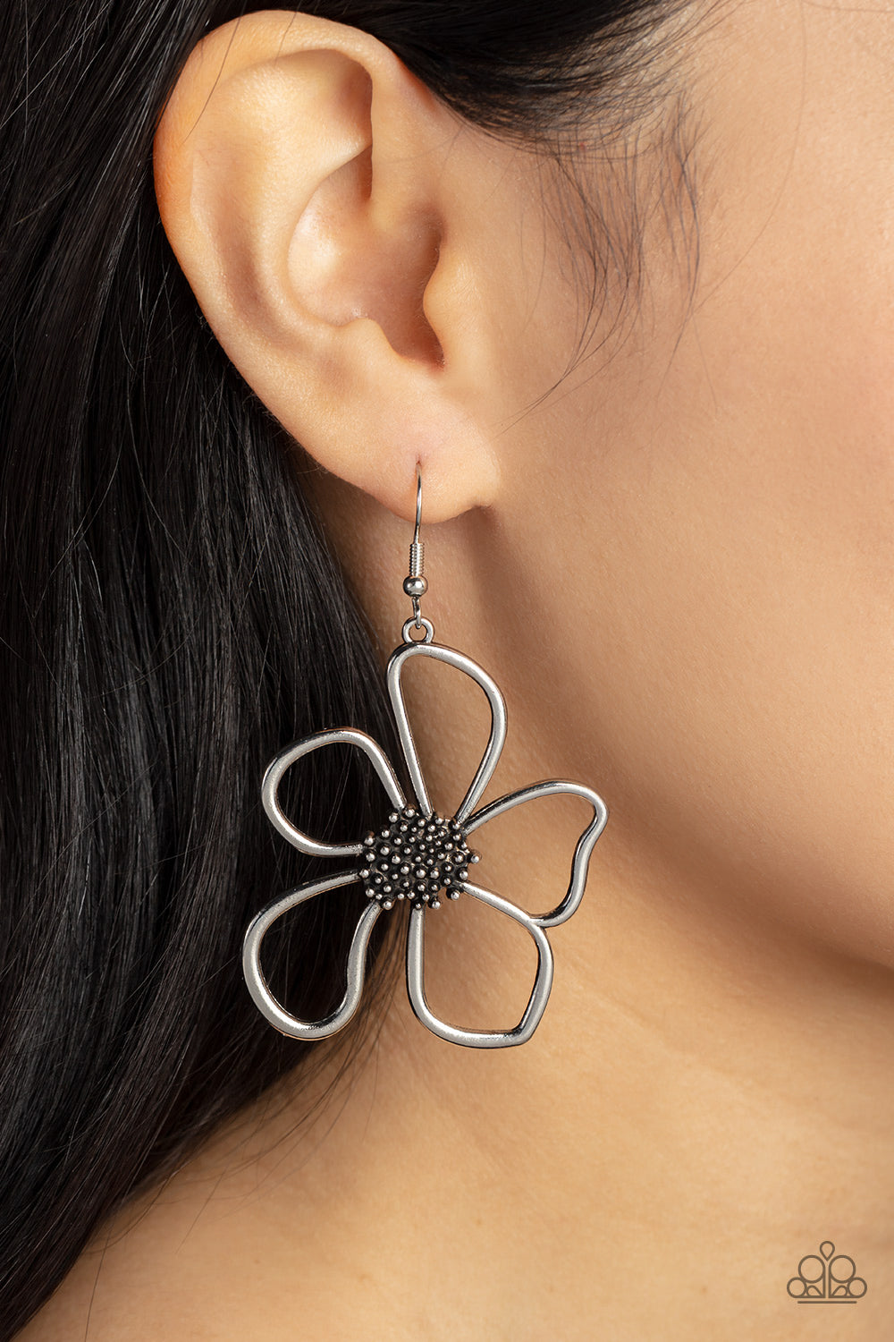 Wildflower Walkway - silver - Paparazzi earrings