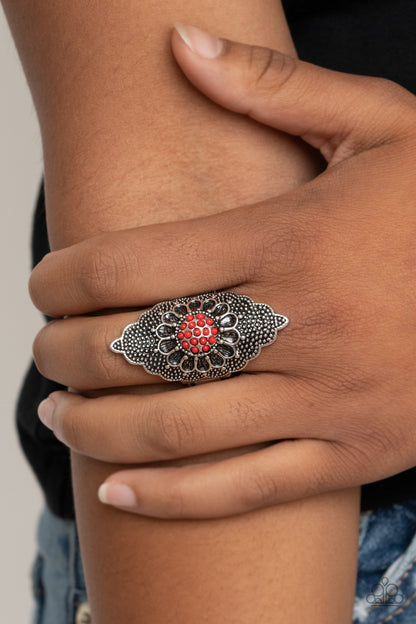Wildly Wallflower - red - Paparazzi ring