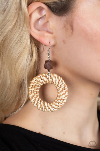 Wildly Wicker - brown - Paparazzi earrings