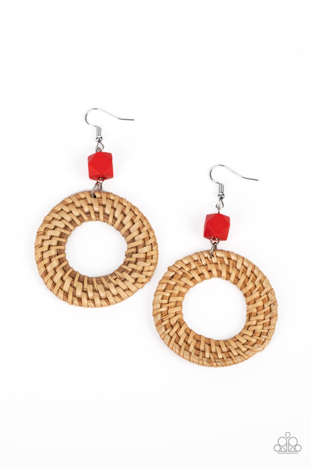 Wildly Wicker - red - Paparazzi earrings